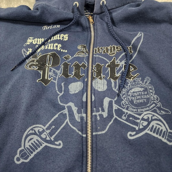 Disney Pirates Princess Party Hoodie Mens 2XL Blue Full Zip Magic Kingdom 2006 - Picture 2 of 12